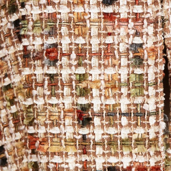 Lafayette 148 New York Tan Autumnal Wool Blend Tweed Cropped Blazer Jacket 4 - Picture 6 of 14